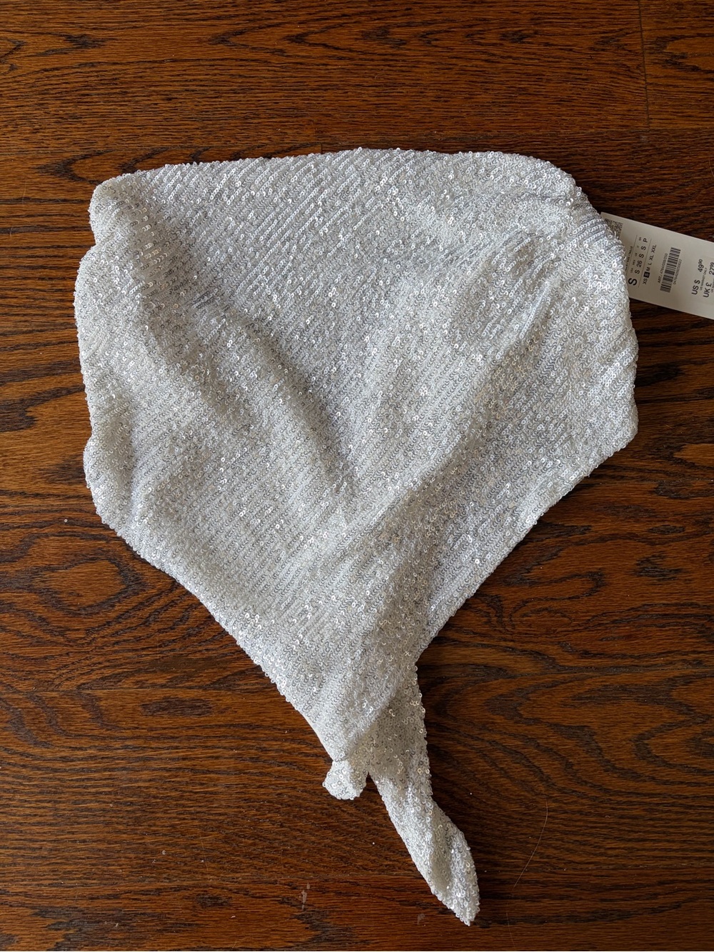 Zara White Sparkle Triangle Wrap Bandeau Top - size S